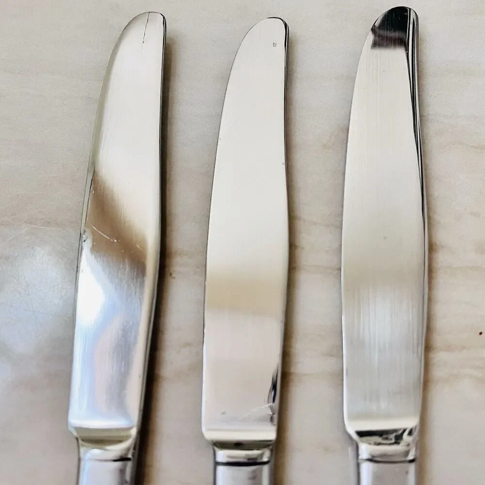 3pc CAMBRIDGE CBS98 Stainless Dinner Knife 9 3/8” Frosted 18/8 Glossy Tip & Bowl